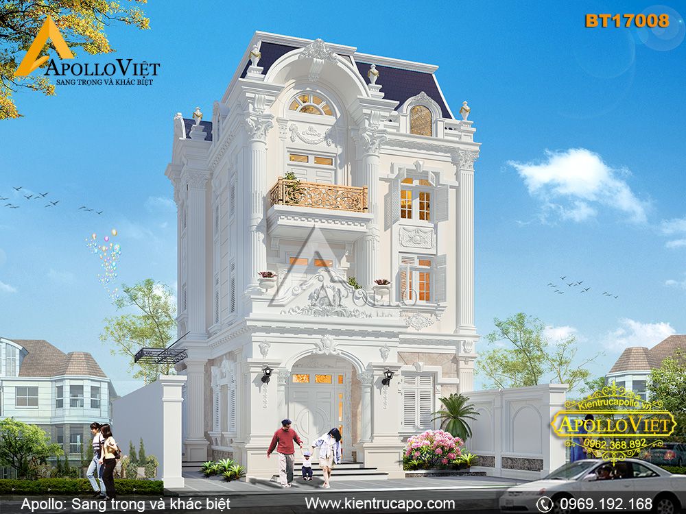 Thiết kế Biệt thự tân cổ điển 3 tầng đẳng cấp (BT17008)